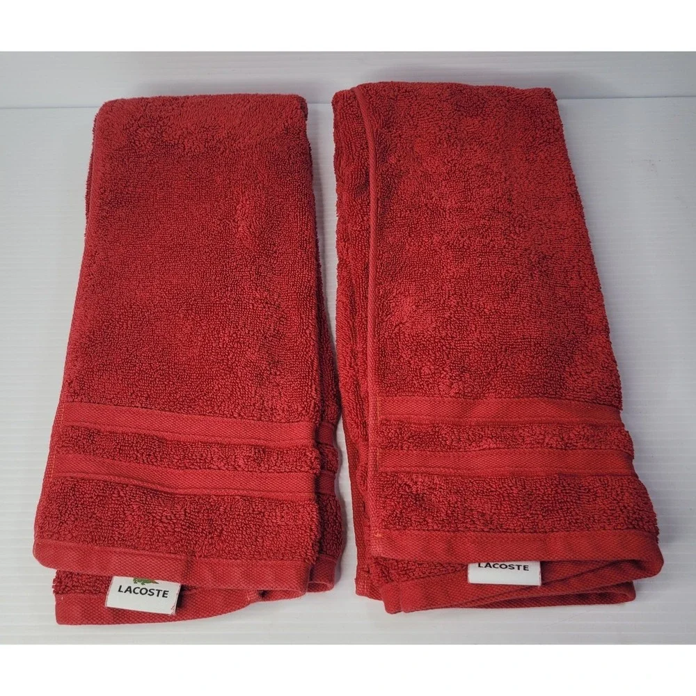 Lacoste Croc Red 100% Cotton Bath, Hand Towel & Washcloth Set